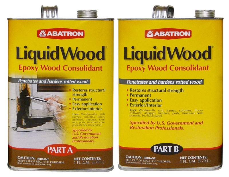 Abatron LiquidWood Kit - 2 Gallon - 2-Part Structural Wood Epoxy Resin - Wood Hardener and Consolidant - Perfect Primer for WoodEpox Epoxy Wood Filler - Image 1